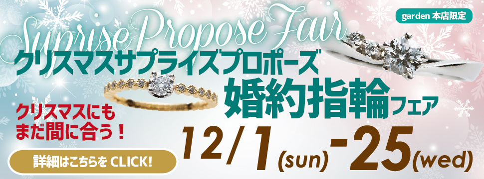 クリスマスサプライズプロポーズ婚約指輪フェア12/1~12/25